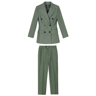 高端职业西装套装女商务正装橄榄绿色显瘦西服外套工作服正式场合
