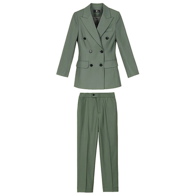 高端职业西装套装商务正装橄榄绿