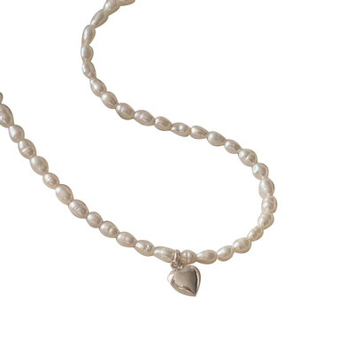 NobleLady纯银天然珍珠爱心项链