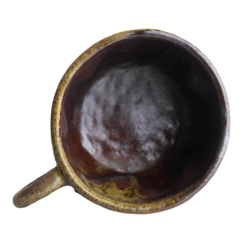 柴烧手捏杯 自然落灰 全纯手工主人杯单杯陶杯有把带把茶杯咖啡杯