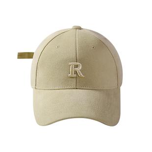 米色字母棒球帽女韩版百搭宽帽檐大脸鸭舌帽大头围显脸小硬顶帽子