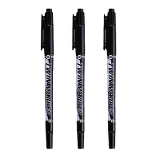 晨光勾线笔记号笔双头油性美术专用小学生黑色红色蓝色两头儿童幼儿园马克笔速干防水防油不掉色工地大头笔