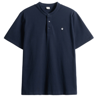 中年爸爸夏装纯棉短袖T恤男中老年人宽松立领POLO衫老人爷爷衣服