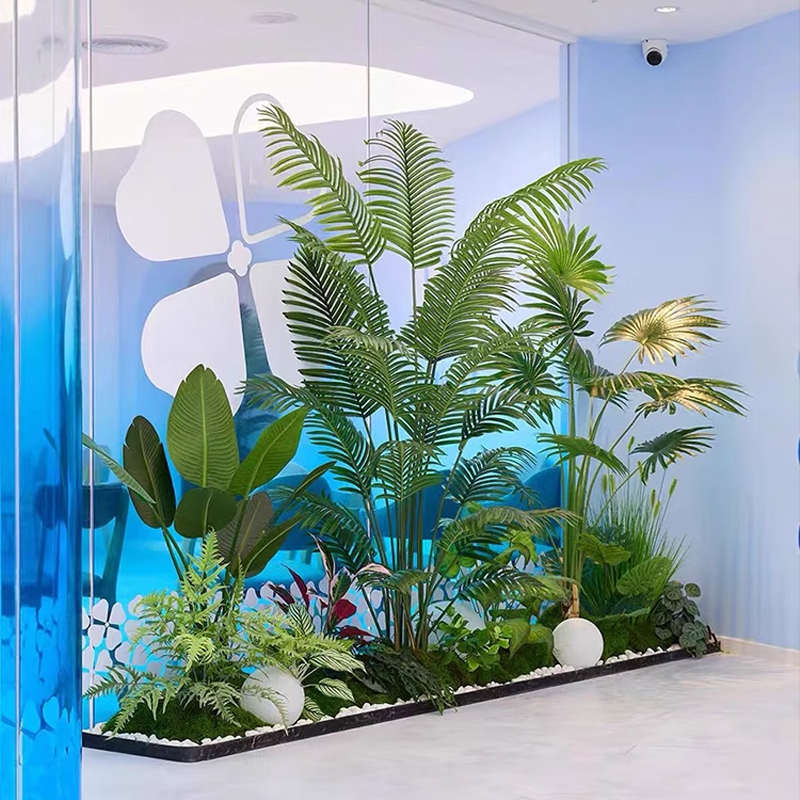 仿真绿植造景组合阳台景观布置室内假植物楼梯拐角造景树橱窗装饰