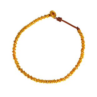 老克勒古法黄金手工编织铜钱扣碎金子手链实心足金三角隔珠手串女