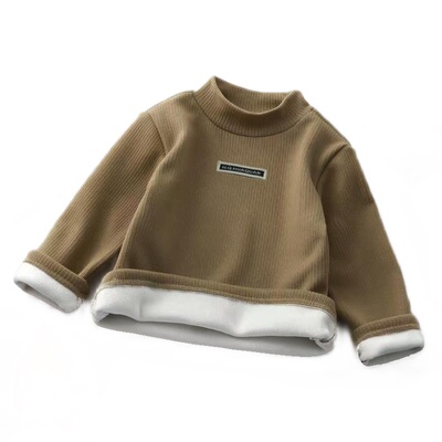 女童打底衫德绒半高领秋冬新款加绒加厚儿童长袖T恤韩版宝宝上衣