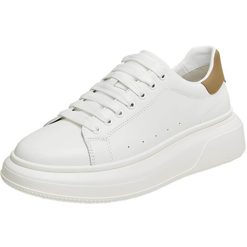 TATA他她休闲板鞋真皮增高小白鞋