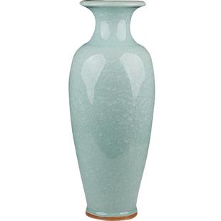 景德镇陶瓷器 仿古钧瓷裂纹釉白冰片大花瓶 现代客厅家居摆设件