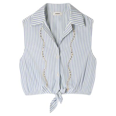 SANDRO系带下摆无袖衬衫