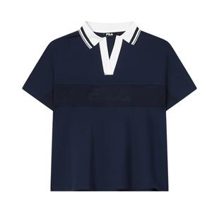 FILA Emerald斐乐女子针织短袖POLO衫2024秋新款时尚休闲舒适上衣