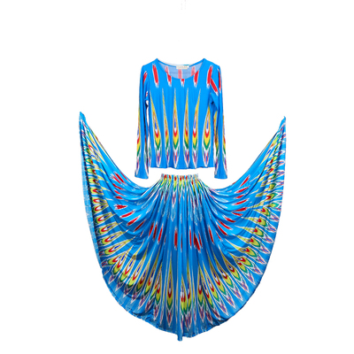 新疆舞蹈演出服民族特色艾德莱斯印花服饰维吾尔族女舞台表演套装