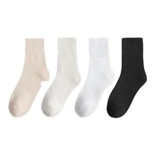 袜子女秋冬款中筒袜加厚保暖月子袜居家睡眠女士加绒毛巾长袜冬季