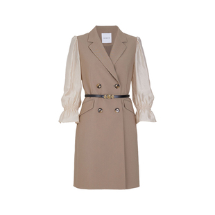 婉甸初夏穿搭季新品经典休闲黄褐色长袖连衣裙连身1233N06RS3YX