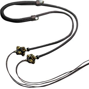 天珠挂绳横穿男士女款加粗藏密西藏原创手工编织吊坠锁骨项链绳子