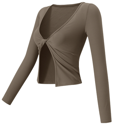 岚纹固定杯真两件显瘦瑜伽罩衫女