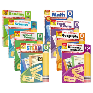 Evan Moor Skill Sharpeners Pre K 美国加州教辅技能铅笔刀系列练习册幼儿园小中班8册 Reading Math STEAM 科学拼写数学英文原版