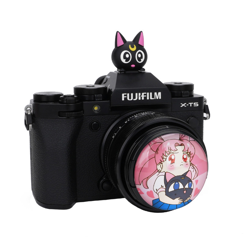 月亮猫美少女相机镜头盖热靴适用佳能R50富士XT5尼康Z30索尼ZVE10