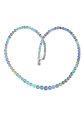 精品彩宝天然欧珀圆珠款项链锁骨链 满火彩 女款水晶宝石项链饰品