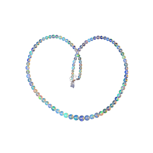 精品彩宝天然欧珀圆珠款项链锁骨链 满火彩 女款水晶宝石项链饰品