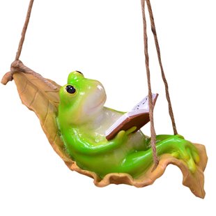 花园户外装饰卡通动物秋千兔树脂狗狗摆件庭院阳台树上田园风挂件