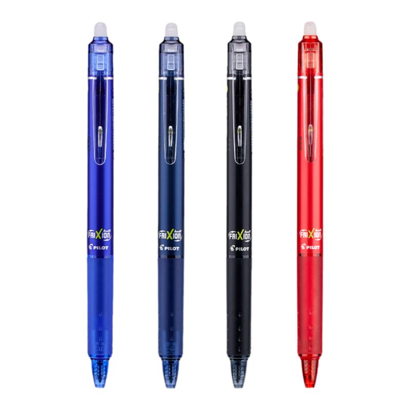 日本PILOT百乐按动式热可擦中性笔23EF格纹按动可擦笔3-5年级小学生专用0.5MM练笔芯三年级黑蓝红替芯