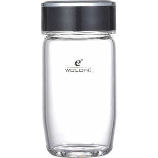 卧龙单层玻璃杯便捷泡茶水杯家用大500ml男女耐热带盖喝水口杯子