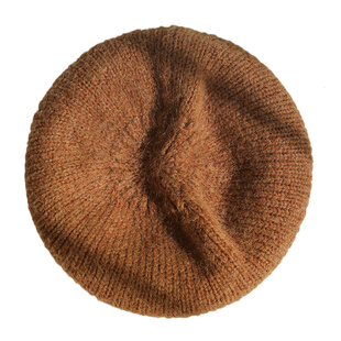 印计谷羽 羊毛贝雷帽女秋冬日系百搭纯色针织帽保暖冬季毛线帽子