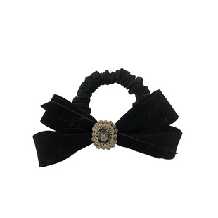 黑色高级感  蝴蝶结丝绒发圈女头绳小香风扎头发发绳头饰发饰皮筋