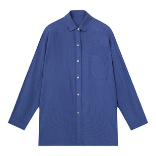 JNBYHOME江南布衣26年春季长袖衬衫家居服翻领亚麻睡衣上衣情侣