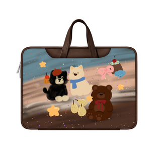 唯鑫V-SION呆萌小熊笔记本重磅电脑包适用于苹果macbook15点6寸手提包小新华为matebook联想女14内胆包