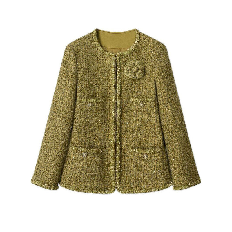 “鎏金香槟”定制银丝珠片圈圈纱名媛千金小香风马甲外套半裙套装