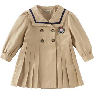 戴维贝拉儿童中长款风衣2026女童新款春装外套女宝洋气学院风上衣