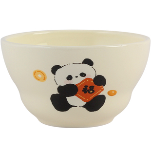 蓝莲花家居熊猫小花花米饭碗套装礼盒陶瓷可爱儿童吃饭碗个人专用