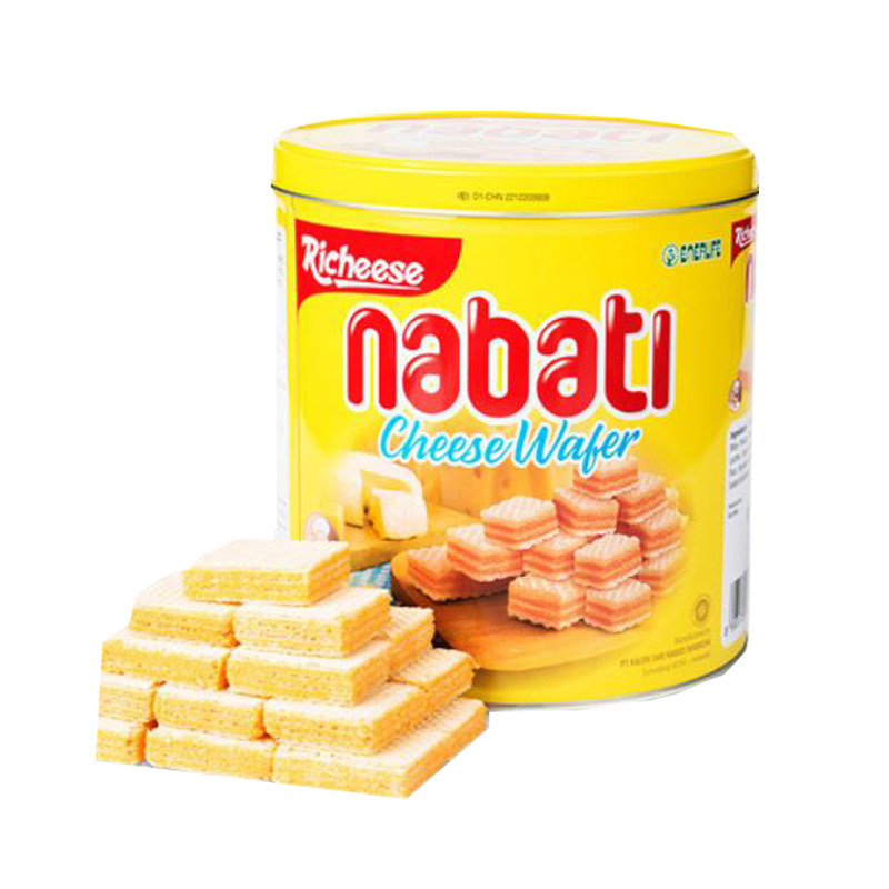 印尼进口休闲零食纳宝帝nabati丽芝士奶酪巧克力威化饼干300g/罐