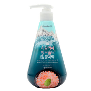 韩国进口LG竹盐喜马拉雅粉盐按压式液体牙膏285g清新口气
