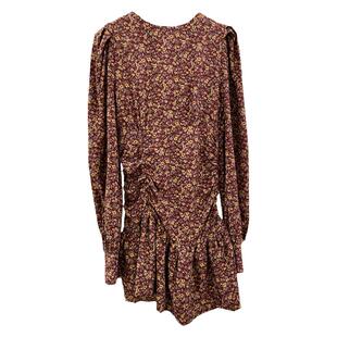 韩国东大门2024春季新款气质高级感短款小碎花泡泡袖褶皱连衣裙女