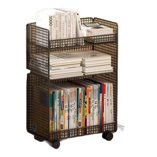 书桌旁小书架可移动桌下置物架小推车落地学生书本书包收纳架书柜