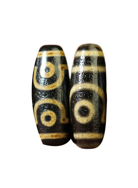 西藏天珠至纯虎牙九眼莲师朱砂