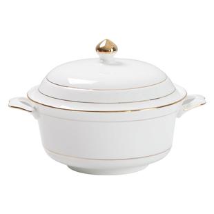 品锅带盖大号家用骨瓷深汤盆双耳欧式大汤碗餐具10英寸盛汤盆陶瓷