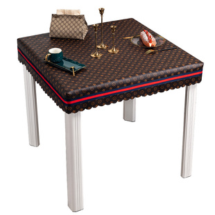 PU皮烤火罩桌布套皮套电炉罩PVC桌面皮罩防水防油桌布烤火桌罩套