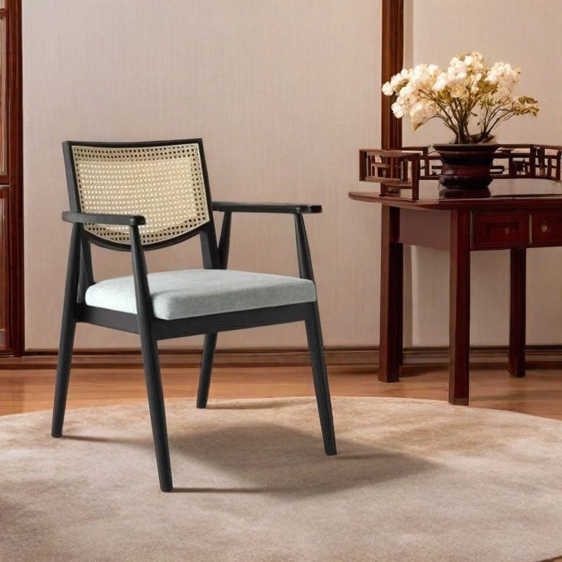 藤编椅子北欧实木麻将椅餐桌椅办公商用简约靠背椅批发民宿休闲