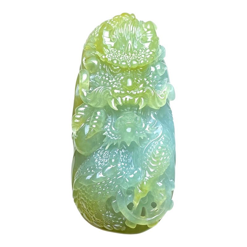 翠贵人冰糯种老坑龙牌如意吊坠