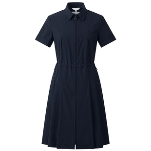 【专柜正品】Hazzys哈吉斯素色短袖连衣裙女夏季新款显瘦运动裙子