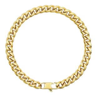 SAZ 18K电镀金色细古巴链手链男女爆闪嘻哈流行穿搭叠戴cuban手链