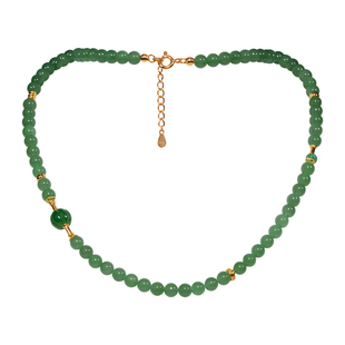 LEFTGO左戈天然和田碧玉项链女款S925银镀18K金6mm圆珠锁骨链新款