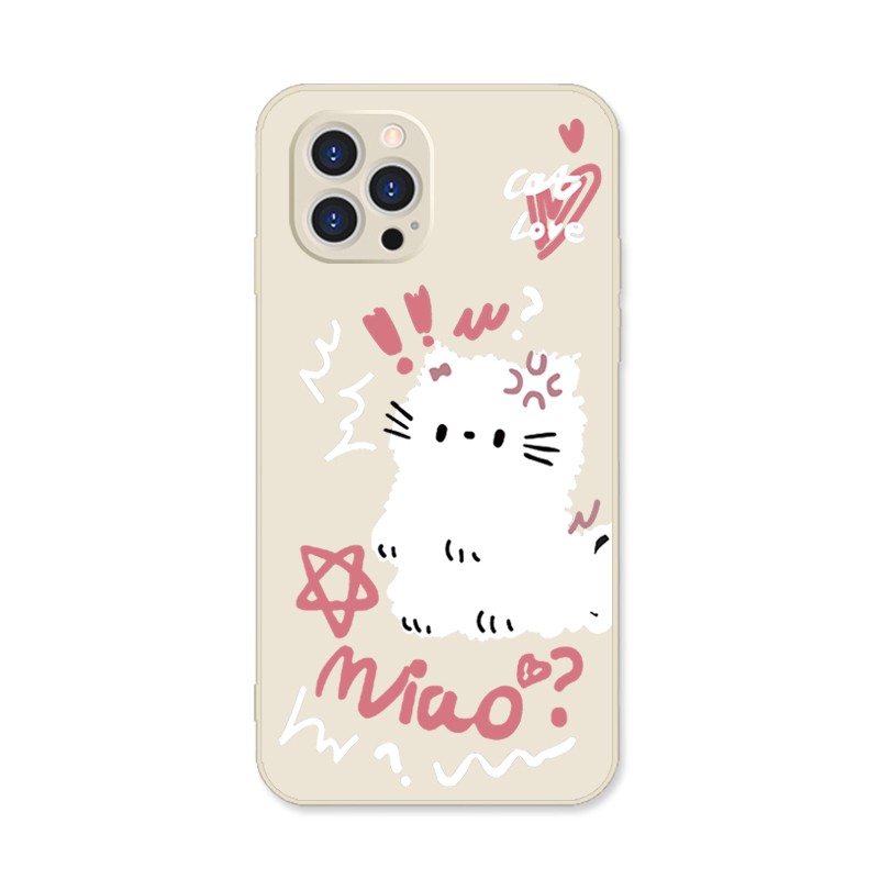 咬你哦~线条小猫iPhone17Air苹果16promax情侣手机壳vivoX200适用mate60华为p70荣耀300