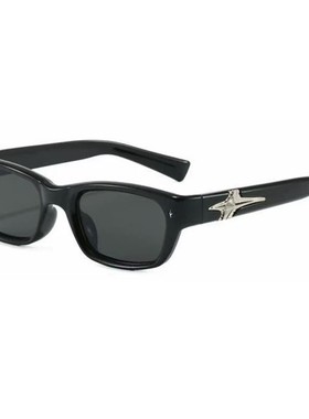 复古窄框黑色显瘦方圆脸墨镜女