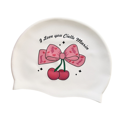 ciellemarin硅胶防水樱桃成人儿童游泳帽大号护耳泳帽加大版泳帽