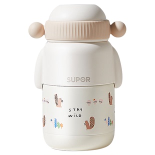 苏泊尔儿童保温杯双杯盖女男孩上学生专用便携316L不锈钢吸管水杯