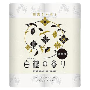 妮飘四国特纸日本卷纸可溶解厕纸进口白檀卫生纸香味型印花卷筒纸